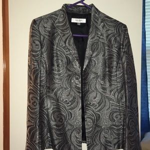 Fancy jacket with silver and gray swirls